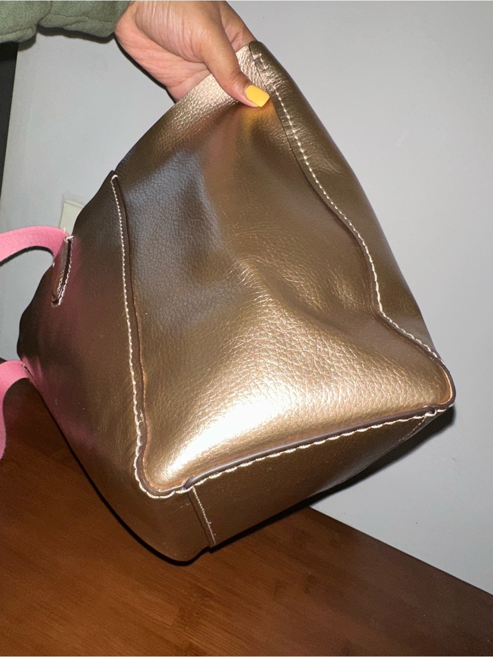 Coach Derby Metallic Rose Gold Tote with Pink Top Handles - Picture 8 of 13